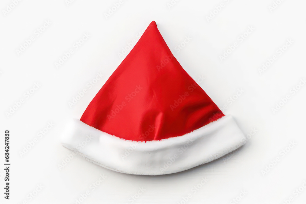 Santa Claus hat on a white background isolated. AI generative. Santa Claus hat on a white background isolated. AI generative.