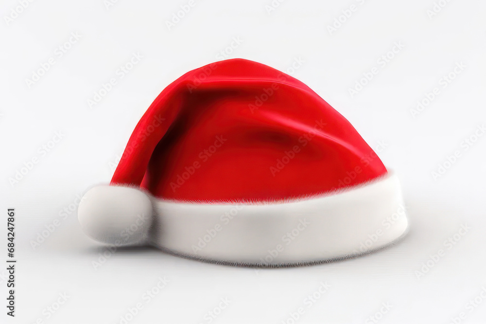 Santa Claus hat on a white background. Christmas card. AI generative. Santa Claus hat on a white background. Christmas card. AI generative.
