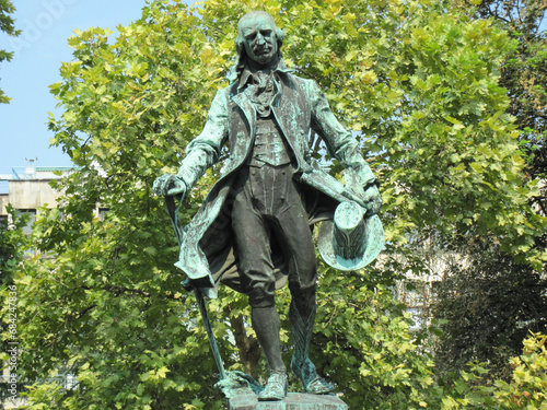 Dositej Obradovic monument, Belgrade, Serbia, blue sky photo