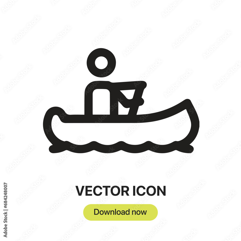 Pirogue icon vector. Linear-style sign for mobile concept and web design. Pirogue symbol illustration. Pixel vector graphics - Vector. Pirogue icon vector. Linear-style sign for mobile concept and web design. Pirogue symbol illustration. Pixel vector graphics - Vector.