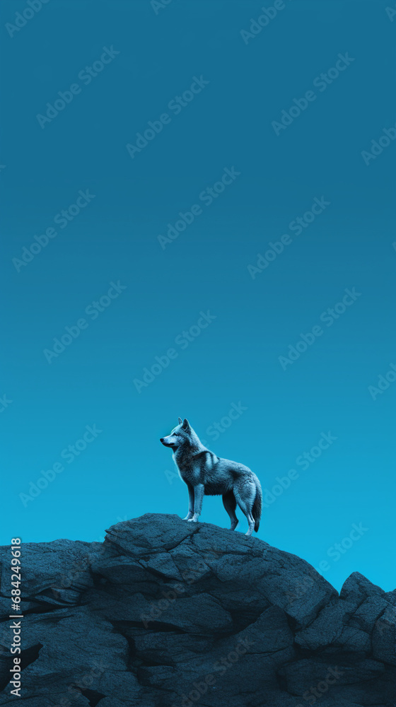 Ultra minimalism photography of a wolf, phone background created with Generative Ai
