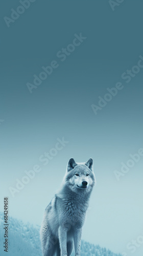 Ultra minimalism photography of a wolf, phone background created with Generative Ai