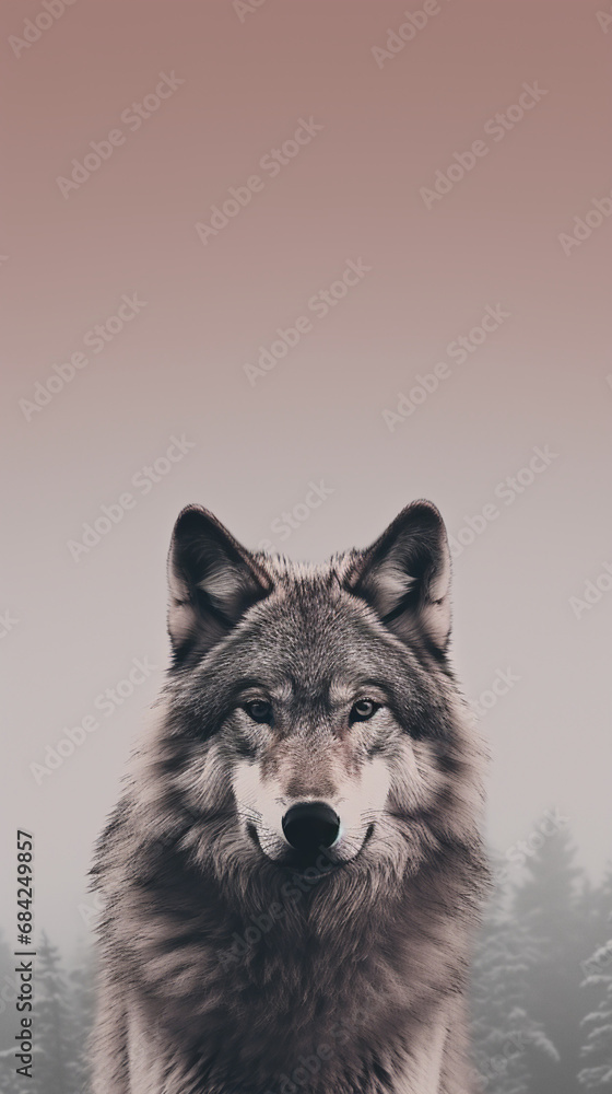 Ultra minimalism photography of a wolf, phone background created with Generative Ai Ultra minimalism photography of a wolf, phone background created with Generative Ai
