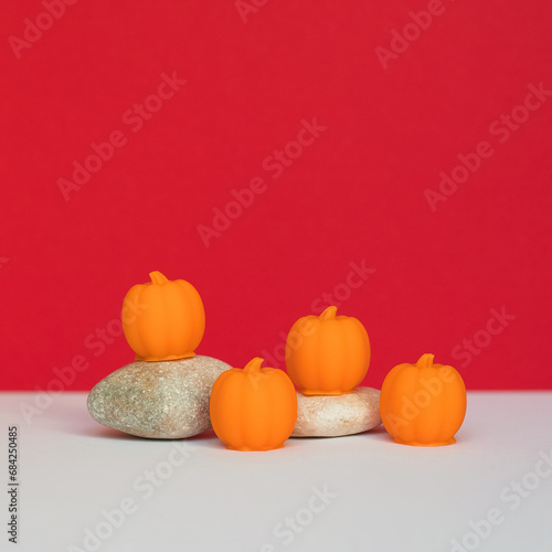 The wax melts in the shape of a pumpkin.