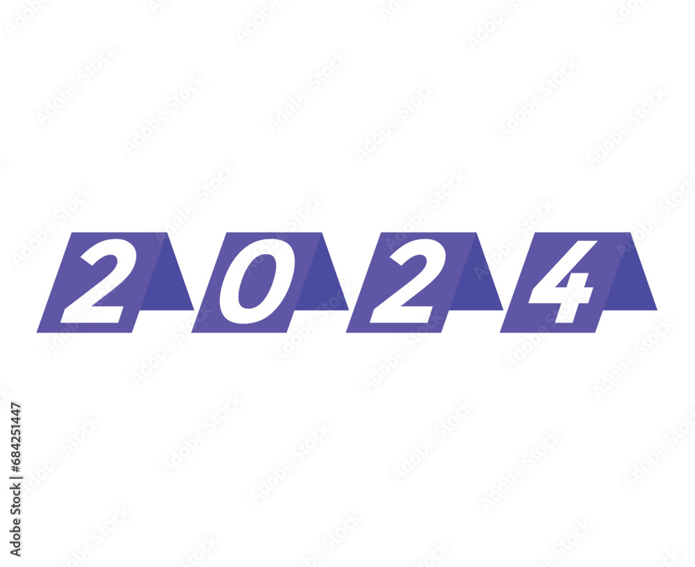 Fototapeta premium 2024 Happy New Year Abstract Purple Graphic Design Vector Logo Symbol Illustration