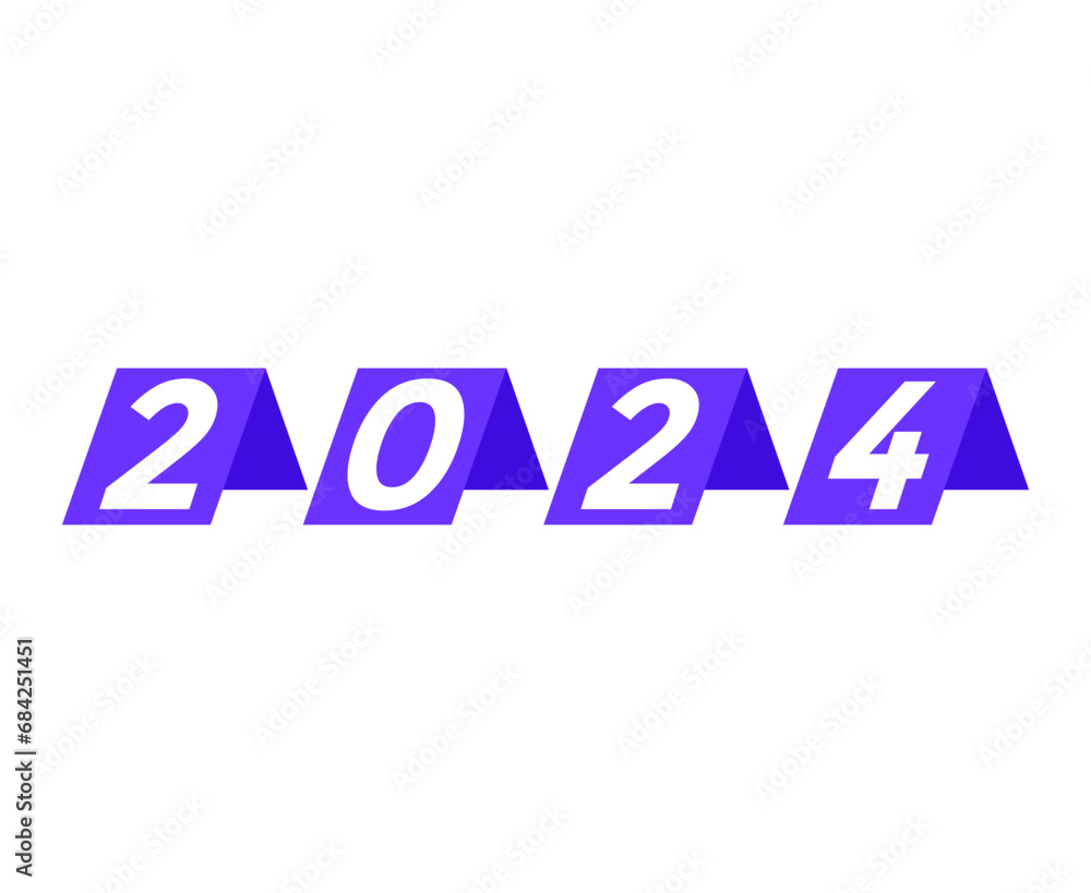 2024 Happy New Year Abstract Purple Graphic Design Vector Logo Symbol Illustration