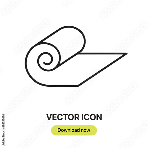 Yoga Mat icon vector. Linear-style sign for mobile concept and web design. Yoga Mat symbol illustration. Pixel vector graphics - Vector.	
