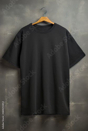 Stonewashed Black Oversized Blank T-shirt Mockup 