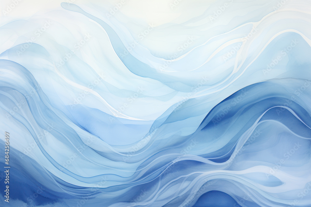 Detailed Blue Watercolor Background with Wave Motif Detailed Blue Watercolor Background with Wave Motif