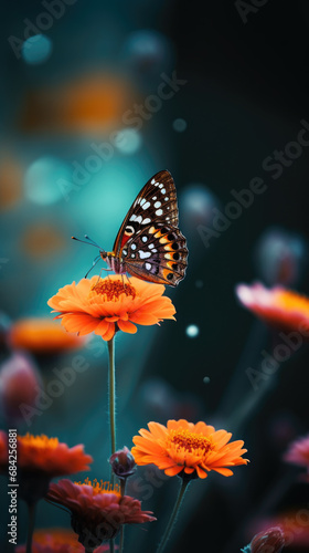 Beautiful butterfly on the flower close up © pilipphoto