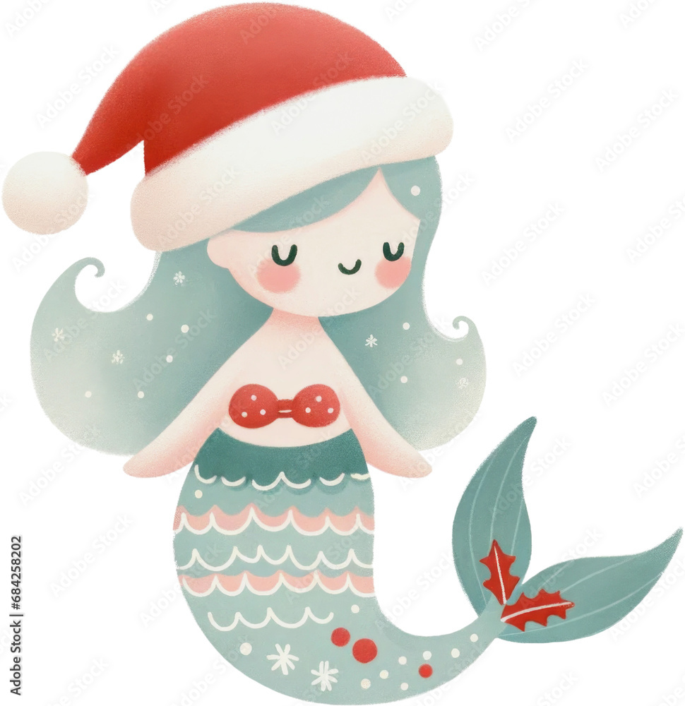 Cute Pastel Kawaii Sweet Watercolor Christmas Mermaid Girls Xmas Nursery Decor Art PNG Clipart Cute Pastel Kawaii Sweet Watercolor Christmas Mermaid Girls Xmas Nursery Decor Art PNG Clipart