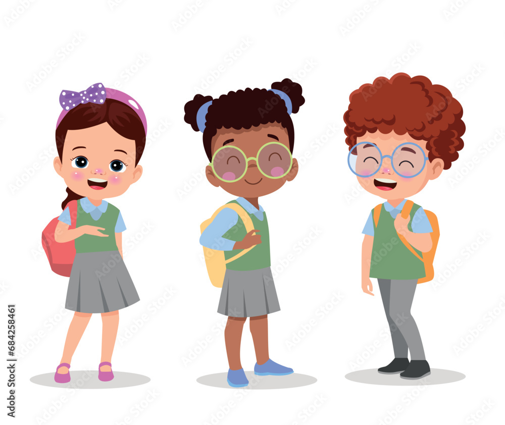 vector illustration of students in different postures vector illustration of students in different postures