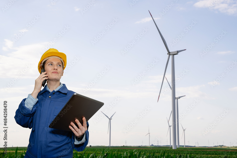 Agricultural field with wind turbines. Agricultural field with wind turbines.