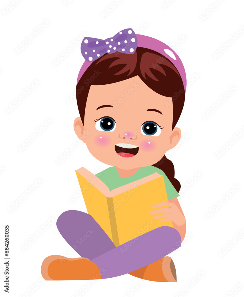 Cute Little boy reading book illustration Cute Little boy reading book illustration