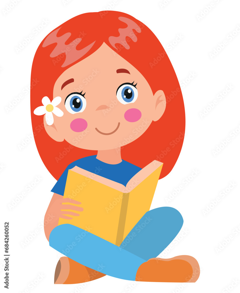 Cute Little boy reading book illustration Cute Little boy reading book illustration