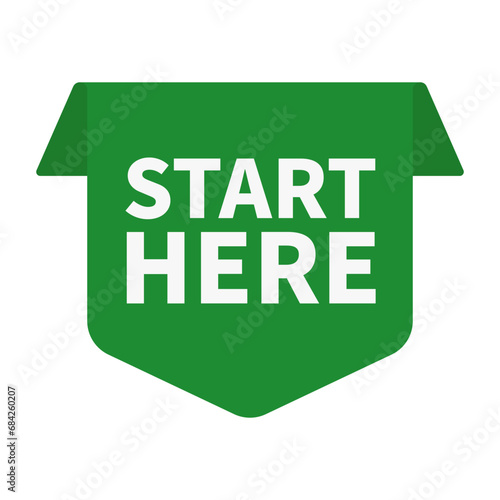 Start Here In Green Unique Shape For Promotion Business Marketing
