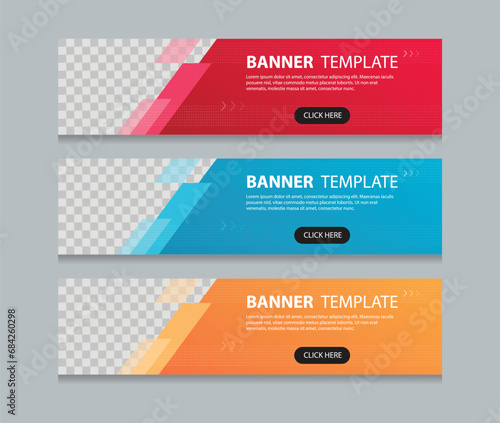 Set of horizontal abstract web banner design template background gradients color. Suitable for web ads. Vector illustration with Space to add pictures.