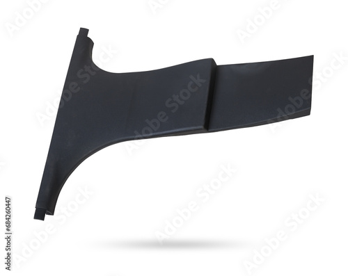 Black central pillar trim - car interior part and element on white isolated background. Auto service industry. Spare parts catalog.