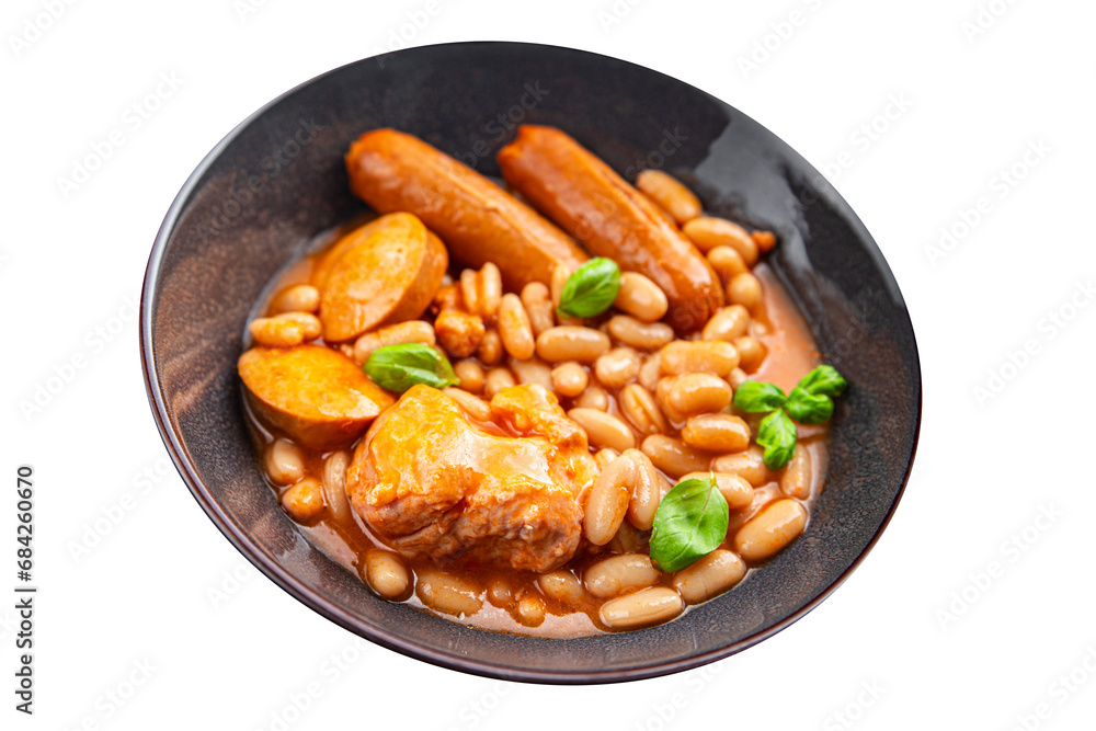cassoulet bean dish meat, bean, sausage cooking eating appetizer meal food snack on the table copy space cassoulet bean dish meat, bean, sausage cooking eating appetizer meal food snack on the table copy space