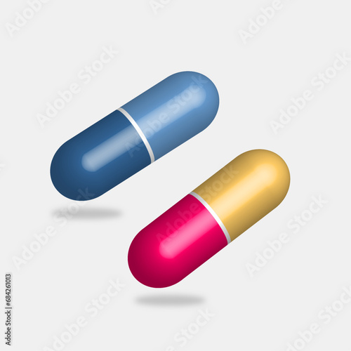 3d tablets, capsules. Medication. Icon