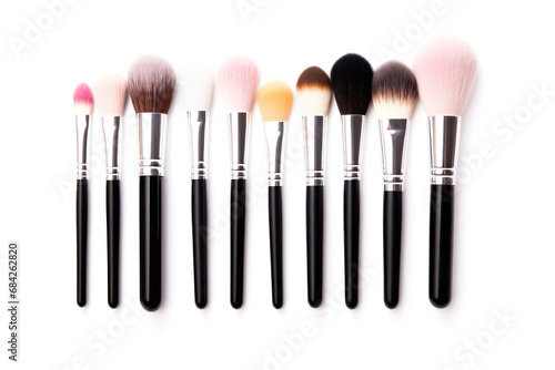 Set of cosmetic brushes on whte background