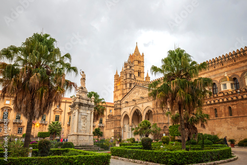 Cityscape image of the famous Palermo Cathedral in Palermo, Italy