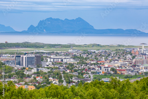 Bodø town seen from Rønvik MOUNTAIN in northern Norway photo