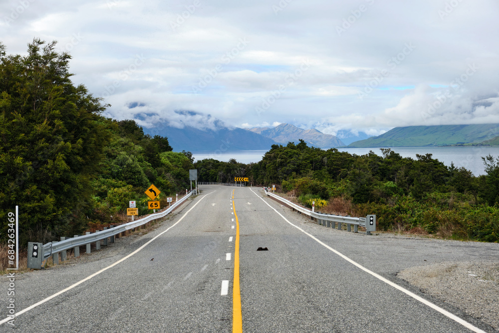 road in the mountains in new zealand road in the mountains in new zealand
