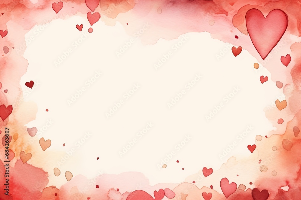 Romantic Stationery: Express Your Love with Hand-Drawn Valentine Elements, Red and Gold Tones, and a Central Blank Space.