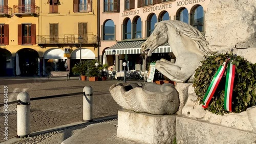 Lovere, lake Iseo, Italy, the fountain in Piazza XIII martiri  main square photo