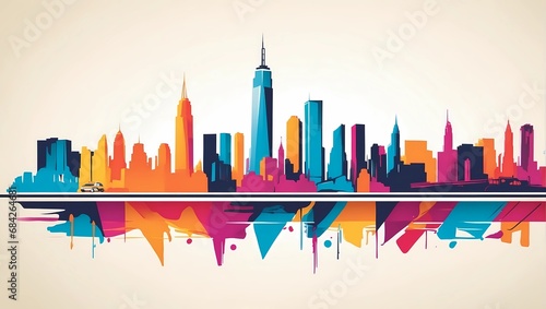 city skyline panorama . minimalist illustration art