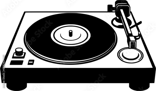 Music Festival DJ Turntable Vintage Outline Icon In Hand-drawn Style