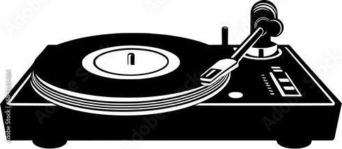 Music Festival DJ Turntable Vintage Outline Icon In Hand-drawn Style