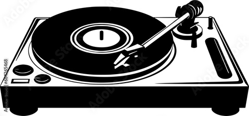 Music Festival DJ Turntable Vintage Outline Icon In Hand-drawn Style