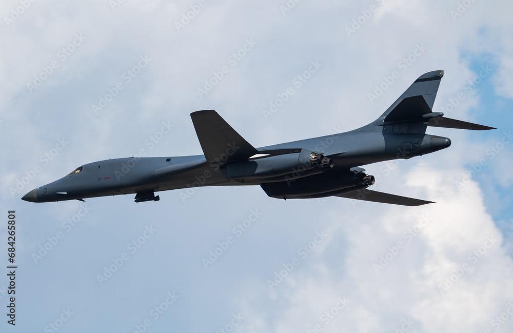 Strategic bomber plane at air base. Air force and army. Airport and airfield. Military aircraft. Aviation industry. Strategic bomber plane at air base. Air force and army. Airport and airfield. Military aircraft. Aviation industry.
