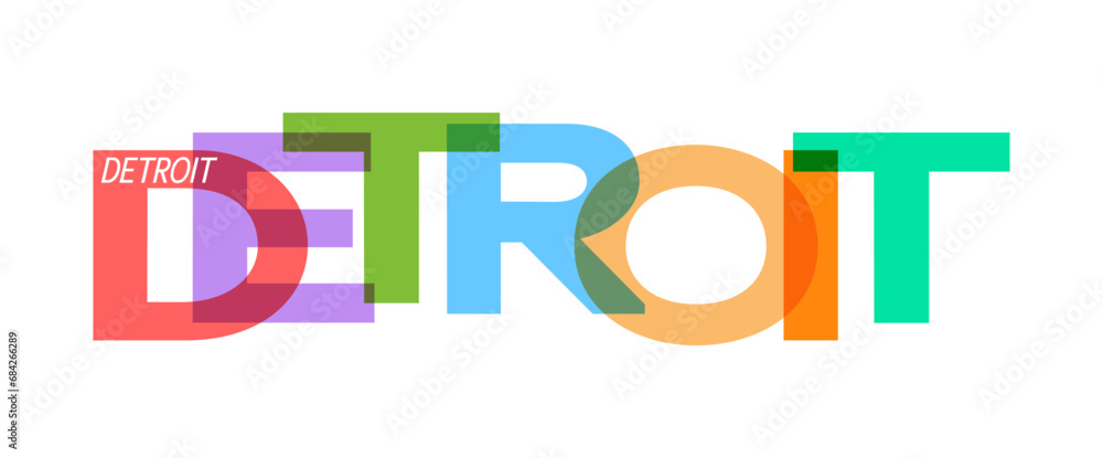 DETROIT. Lettering on a white background. Vector design template for poster, map, banner DETROIT. Lettering on a white background. Vector design template for poster, map, banner