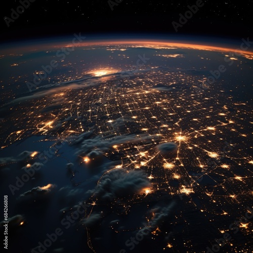 the planet earth from space in the night