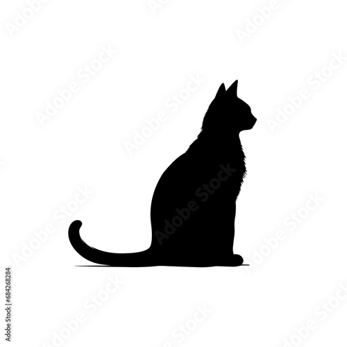 A silhouette cat black and white vector art clip