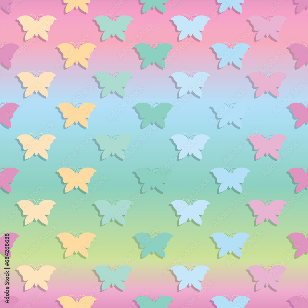 butterfly pattern in vector, with beautiful seamless geometric colors, for background wallpaper, fabric, wrapping paper etc.