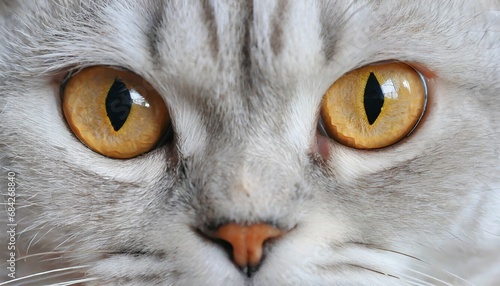 Macro shot of innocent eyes of Scottish Fold cat