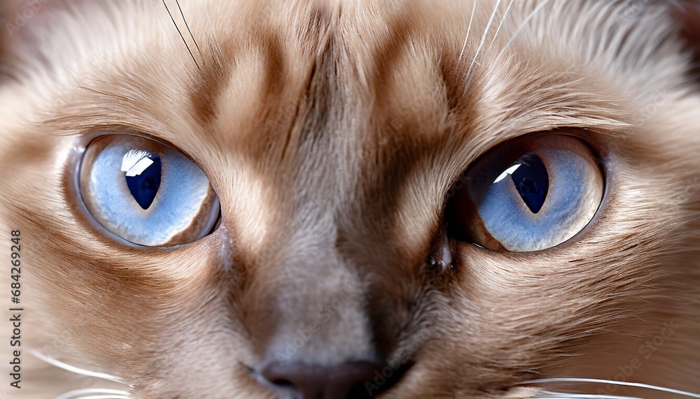 Macro shot of innocent eyes of Siamese cat
