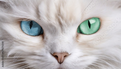 Macro shot of innocent eyes of Turkish Angora cat