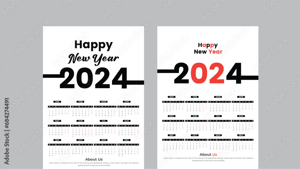 2024 calendar, corporate calendar design,