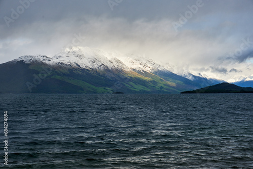 lake and mountains in queenstown, new zealand