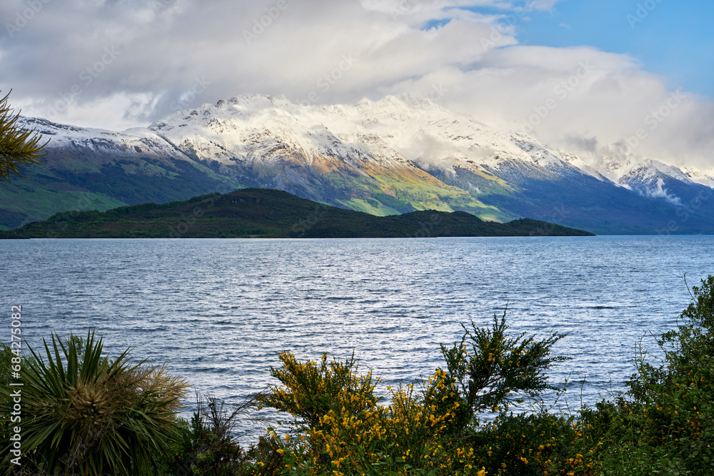 lake and mountains in queenstown, new zealand