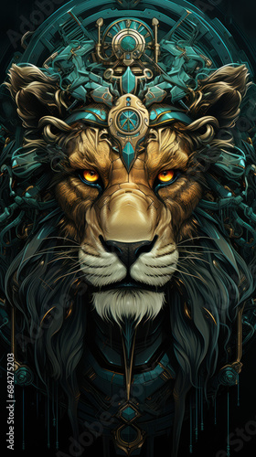 Futuristic image of a lion head. © writerfantast