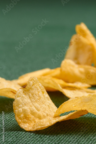 potato chips on the green texture
