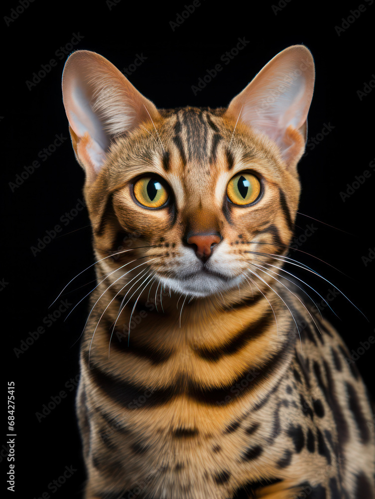 Ocicat Cat, Studio Shot Isolated on Clear Background, Generative AI