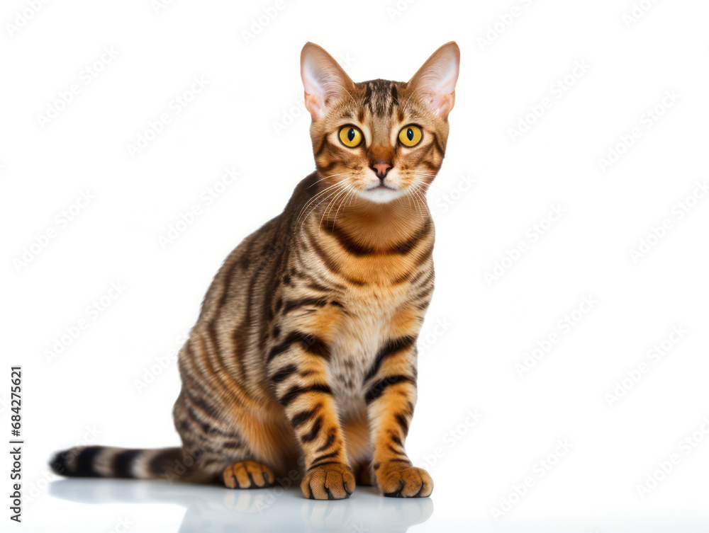 Ocicat Cat, Studio Shot Isolated on Clear Background, Generative AI