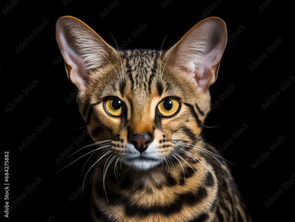 Savannah Cat, Studio Shot Isolated on Clear Background, Generative AI